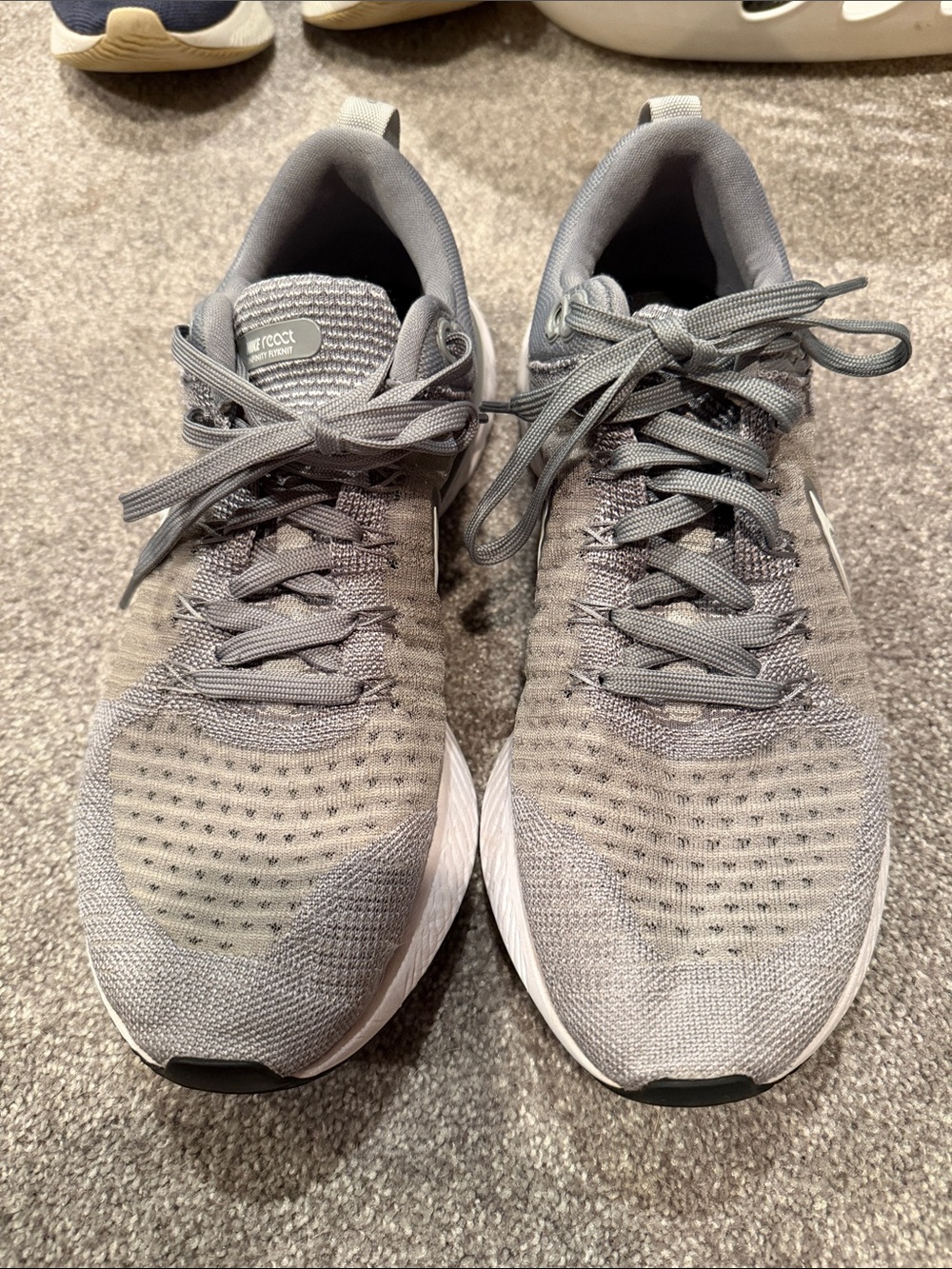 Nike Grey React Infinity Flyknit Knit Running Shoes